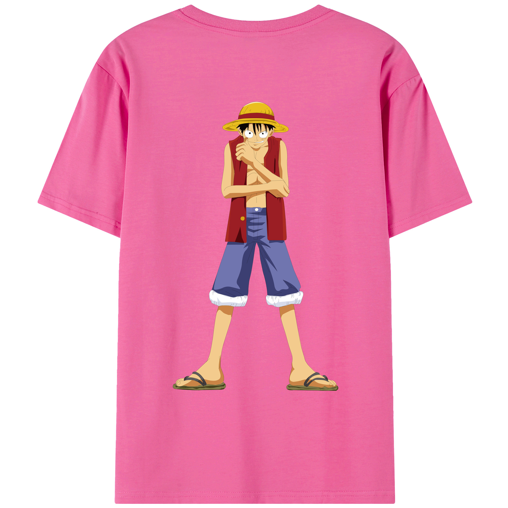 ワンピース モンキー・D・ルフィ ONE PIECE Monkey D. Luffy レディース半袖Tシャツ(バックプリント)